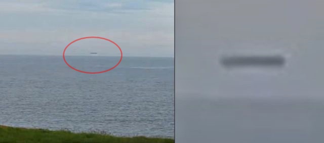 Огромный цилиндрический НЛО пролетел над морем в Уэльсе