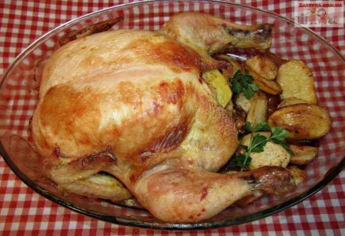 Курица, запеченная с картофелем в духовке