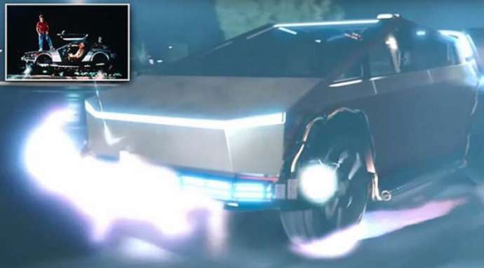 Ютубер «Илон МакФлай» воссоздал сцену из фильма «Назад в будущее», заменив DeLorean на Cybertruck